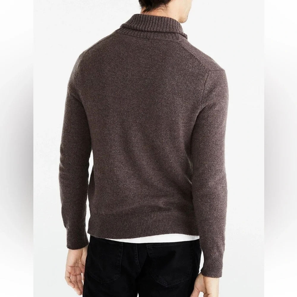NWT J. Crew Shawl Cool Lambswool Blend Men's Brown Turtleneck Sweater Small